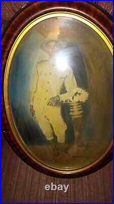 Antique Bubble Glass US Black Soldier portrait 1920's