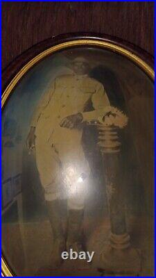 Antique Bubble Glass US Black Soldier portrait 1920's