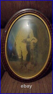 Antique Bubble Glass US Black Soldier portrait 1920's