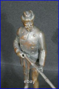 Antique European Bronze Hunting Sculpture Statue Signed Möseritz with Marble Base