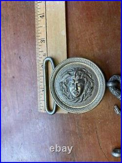 Antique French Military Officers Medusa Metal Belt Buckle Pre WW2