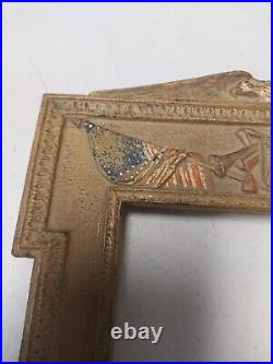 Antique Judd Cast Iron Flag Bugle/drum Eagle Cannons Picture Frame