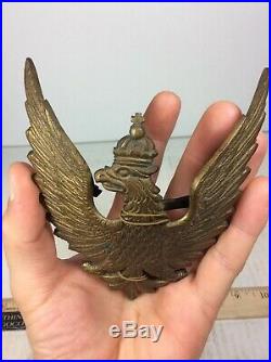 Antique Kingdom Of Prussia Polish Poland Brass Crowned Eagle Hat Badge Insignia