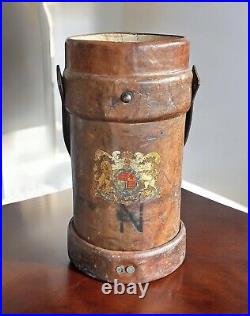 Antique Leather Bucket British Royal Navy Powder Charge Carrier 1936