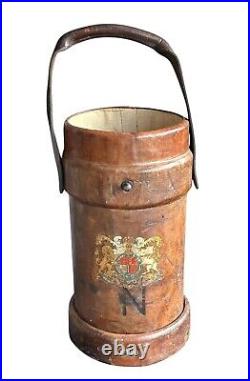 Antique Leather Bucket British Royal Navy Powder Charge Carrier 1936