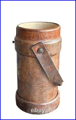 Antique Leather Bucket British Royal Navy Powder Charge Carrier 1936