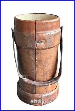 Antique Leather Bucket British Royal Navy Powder Charge Carrier 1936