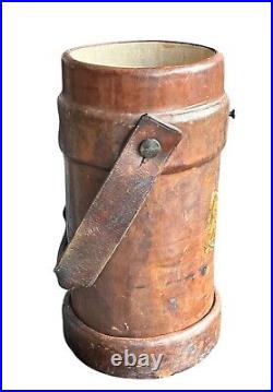 Antique Leather Bucket British Royal Navy Powder Charge Carrier 1936