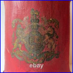 Antique Red Leather Bucket British Royal Navy Powder Charge Carrier 16