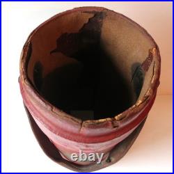Antique Red Leather Bucket British Royal Navy Powder Charge Carrier 16
