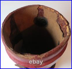 Antique Red Leather Bucket British Royal Navy Powder Charge Carrier 16