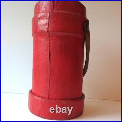 Antique Red Leather Bucket British Royal Navy Powder Charge Carrier 16