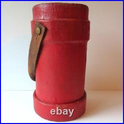 Antique Red Leather Bucket British Royal Navy Powder Charge Carrier 16