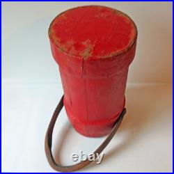 Antique Red Leather Bucket British Royal Navy Powder Charge Carrier 16