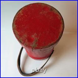 Antique Red Leather Bucket British Royal Navy Powder Charge Carrier 16