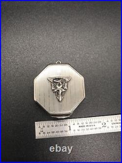 Antique Sterling Pill/Snuff pendant box with1924 USMA (West Point) Insignia