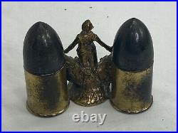 Antique US Army Camp Dodge Trench Art Ink Wells