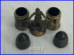 Antique US Army Camp Dodge Trench Art Ink Wells
