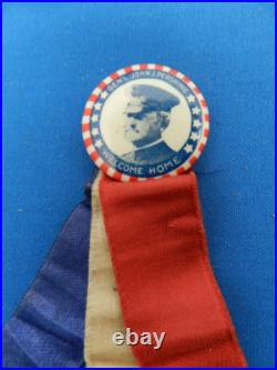 Antique US Army General John J Pershing Welcome Pin WWI, withribbon, dated 9/10/19