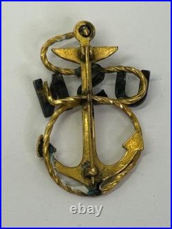 Antique US Navy Chief Petty Officer Hat Badge Pin Back