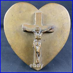 Antique WW1 Religious Trench Art Sacred Heart Initials Of Maker On Reverse Side