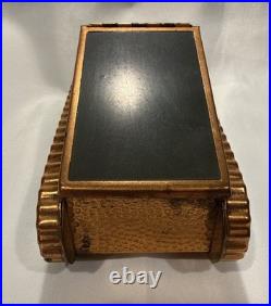 Antique WWI Era US Army Tank Copper Cigarette Holder Snuff Box Officer's Desk