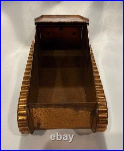 Antique WWI Era US Army Tank Copper Cigarette Holder Snuff Box Officer's Desk