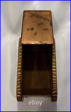 Antique WWI Era US Army Tank Copper Cigarette Holder Snuff Box Officer's Desk