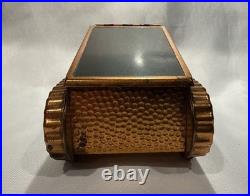 Antique WWI Era US Army Tank Copper Cigarette Holder Snuff Box Officer's Desk