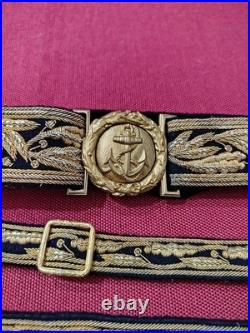 Argentine Navy Admiral Sword Belt Slings MTC France c. 1920 Regulation 1901 Gilt