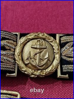 Argentine Navy Admiral Sword Belt Slings MTC France c. 1920 Regulation 1901 Gilt