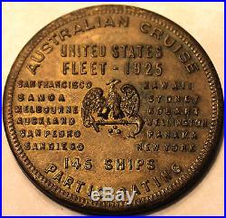 Australian Cruise 145 Ships United States Fleet 1925 Navy Medal / Coin