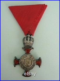 Austria Cross Of Merit Medal 2nd Class With Crown. Type 2. Cased. Silver/marked