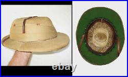 Authentic ANTIQUE 1920s Vintage PITH SAFARI HAT CALCUTTA INDIA Made
