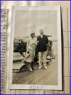 Autographed Herbert Hoover & Lou Henry Hoover Xmas card from the USS Utah + Pic