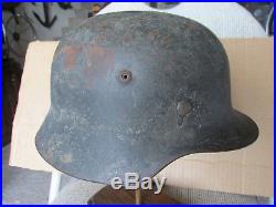 Barn Find 100% Original M35 Camo German Helmet Liner Chin Strap Pin Badge Medal