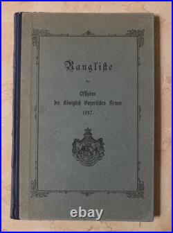 Beyond Rare Original 1917 Bavarian Officer Rangliste German Military World War 1