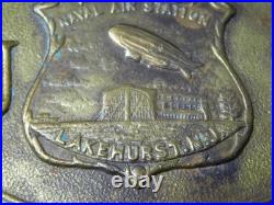 Blimp Airships US Naval Air Station Lakehurst NJ. Brass Belt Buckle Hindenburg