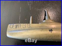 Brass Paperweight Ww1 German Navy Submarine Ub-88 1921 Ultra Rare