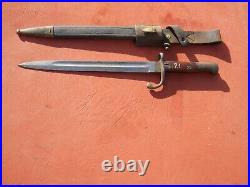 Brazilian model 1908 1908/34 7mm mauser bayonet w scabbard and leather frog