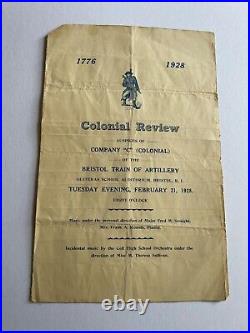 Bristol Train of Artillery Colonial Review Program Music Performance Feb 1928 RI
