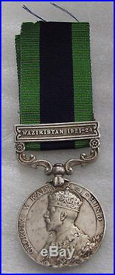 British INDIA General service Waziristan War sterling silver medal XF 1921