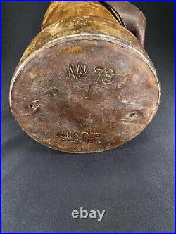 British Royal Navy Leather Cordite Artillery Ammunition Bucket 14-1/2 x 6