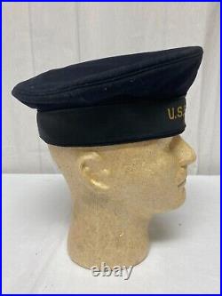 CAP100 Orig US Navy Sailors Blue Wool Flat Hat with USS New York Tally Sz 7 IR15B