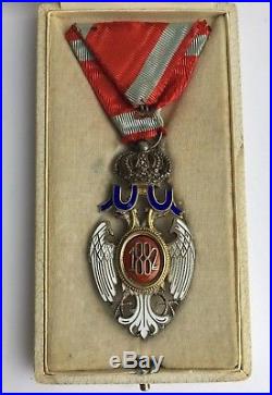 CASED SERBIAN ORDER OF White Eagle SERBIA 5th CLASS DECORATION RIBBON BADGE