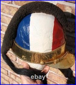 Chaco War Paraguayan Army Cavalry Aca Caraya Regiment Leather Tricolour Helmet