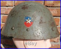 Chilean Army Vz 32 Czech Steel Helmet & Ww II Era Casco Checo Chileno Con Decal
