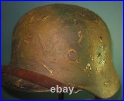 Compl camouflage German M40 WW2 helmet casque stahlhelm casco elmo GM WK