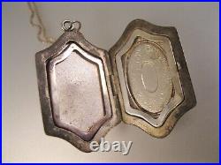 Culver Military Academy Deco Enamel Sterling Silver Locket Pendant Necklace 24