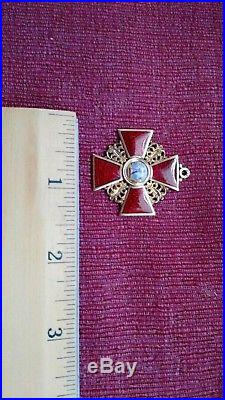 Czarist Russia Order of St Anna Military Medal in Original Box Ribbon Hallmarked
